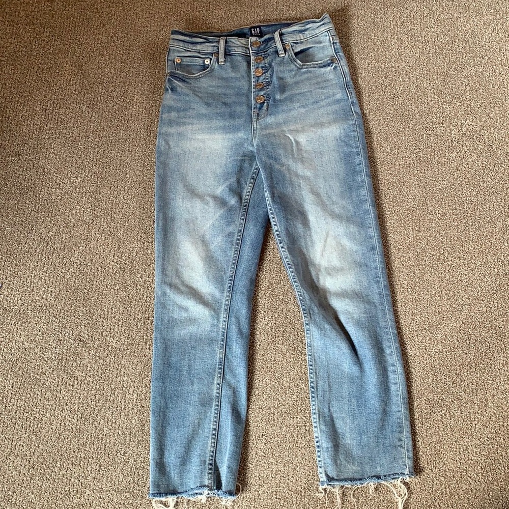 Gap Button Fly Raw Hem Cigarette Jeans size 4